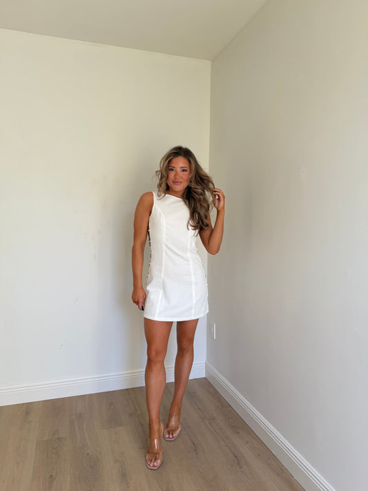 Sawyer Side Cut-Out Linen Mini Dress