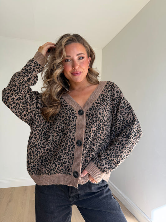 Val V-Neck Animal Print Cardigan