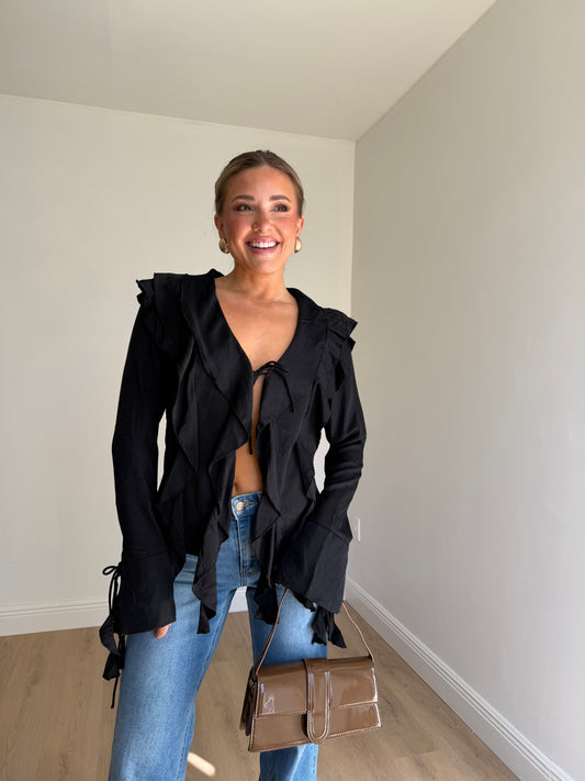 Tara Tie Front Ruffle Top