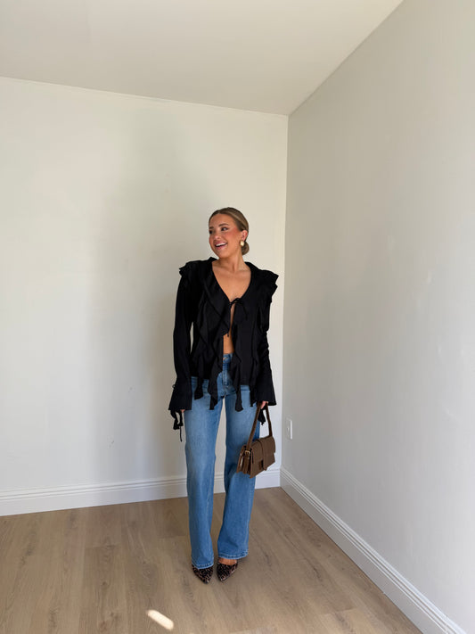 Tara Tie Front Ruffle Top