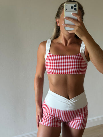 Gingham Print Sports Bra