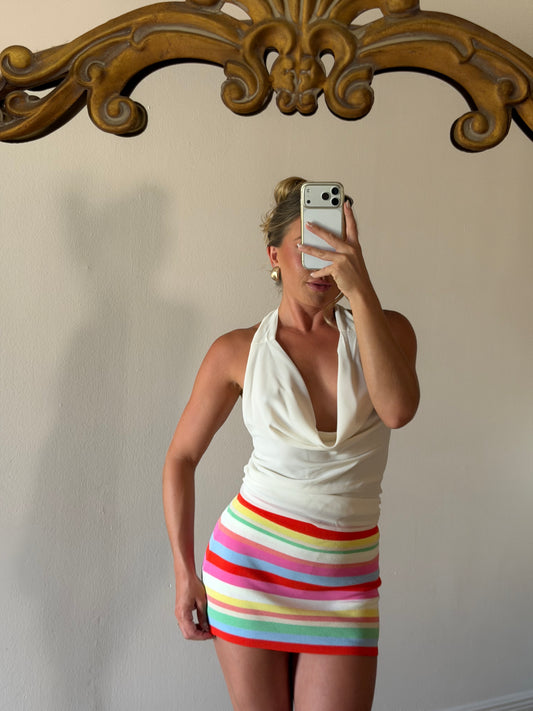 Abbie Striped Knit Mini Skort