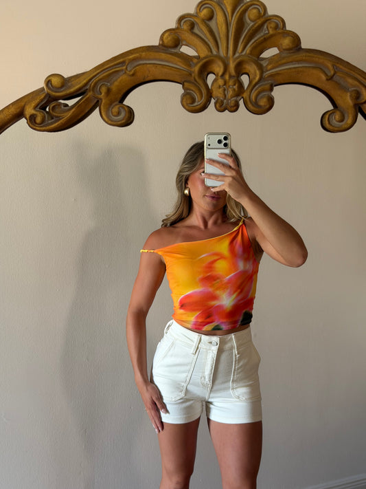 Sunset Blvd One Shoulder Twist Top