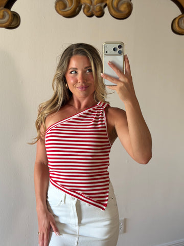 Mercy One Shoulder Stripe Top