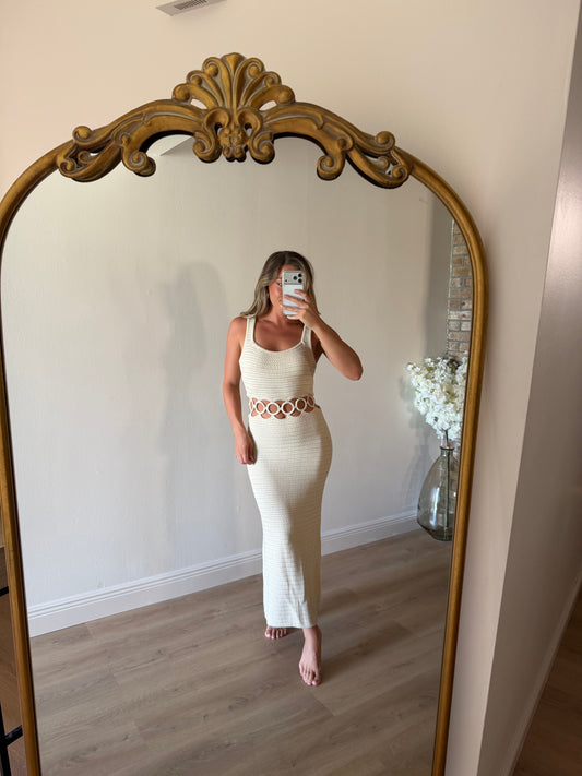Cabana Girl Crochet Midi Dres