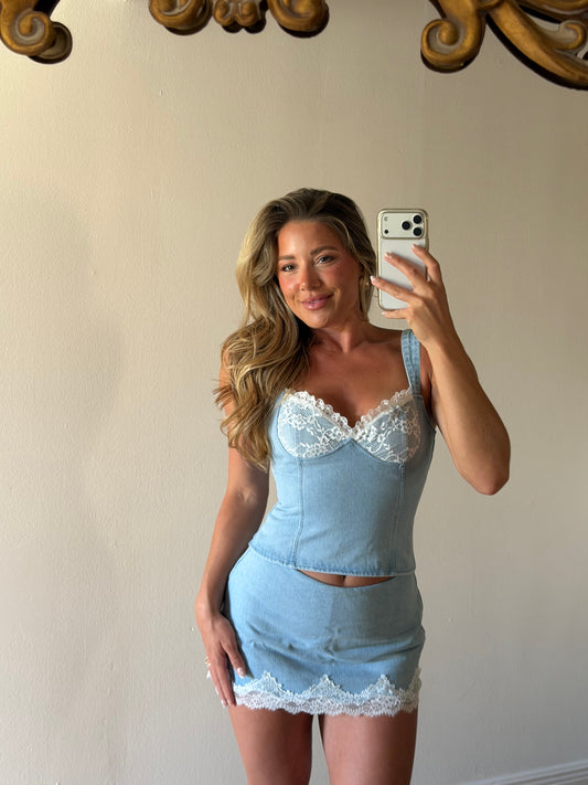 Ella Lace Denim Matching Set
