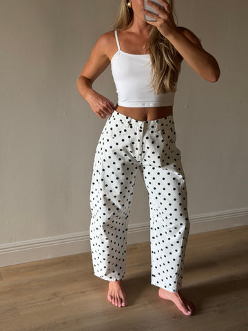 Polka Dot Barrel Leg Jeans