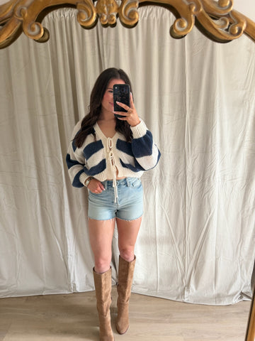 Sophie Striped Front Tie Sweater