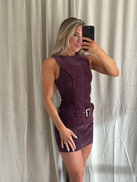 Laken Sleeveless Belted Mini Dress