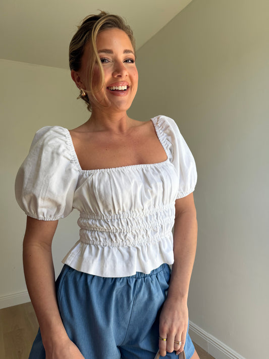 Talia Puff Sleeve Smocked Top