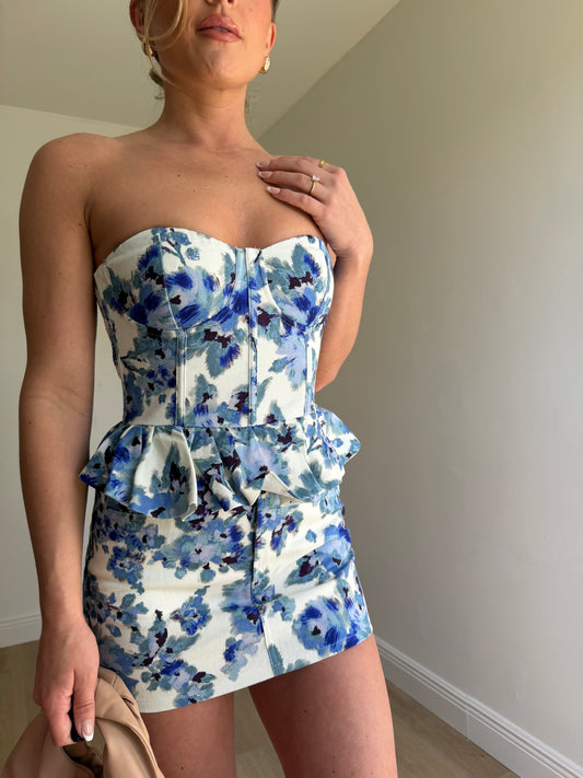 Valerie Floral Peplum Tube Top