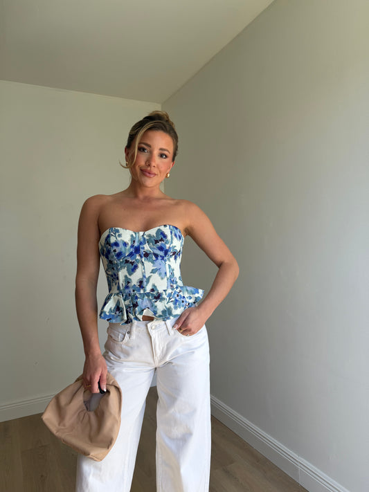Valerie Floral Peplum Tube Top