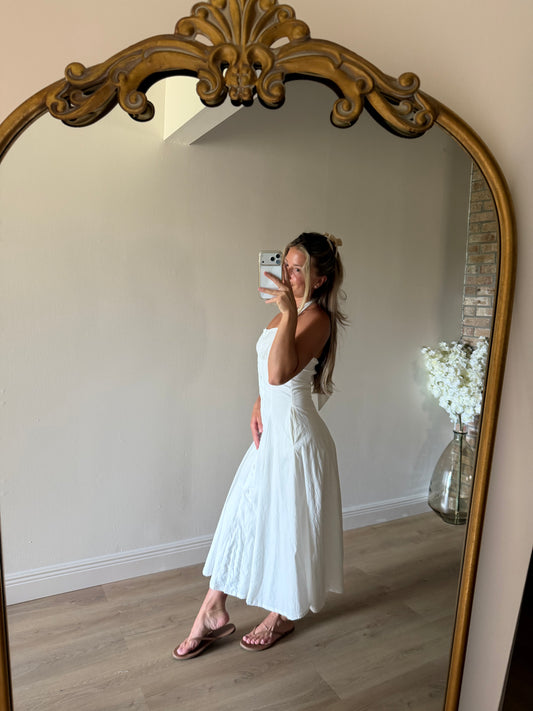 Bristol Button Down Halter Maxi Dress