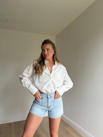 Holly High Rise Trouser Denim Shorts || RESTOCK