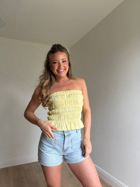 Maddy Smocked Ruffle Tube Top || RESTOCK