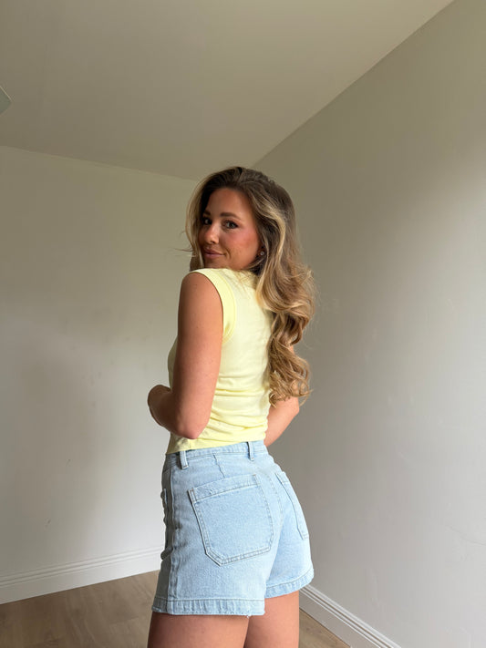 Holly High Rise Trouser Denim Shorts || RESTOCK