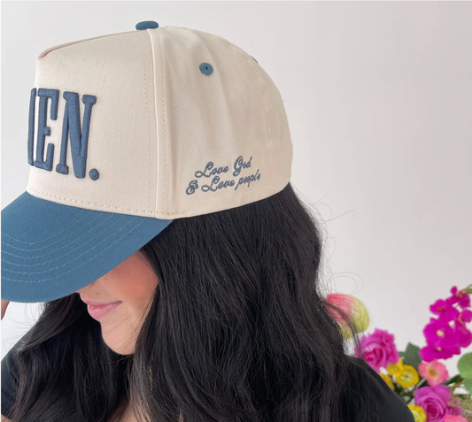 Amen Vintage Trucker Hat, Slate Blue