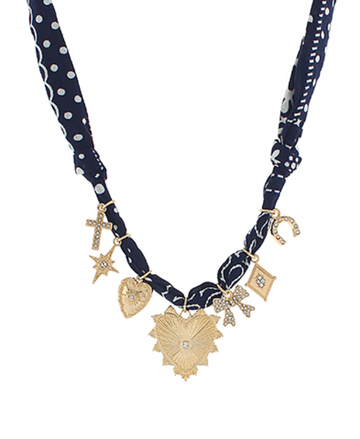 Heart Charm Scarf Necklace