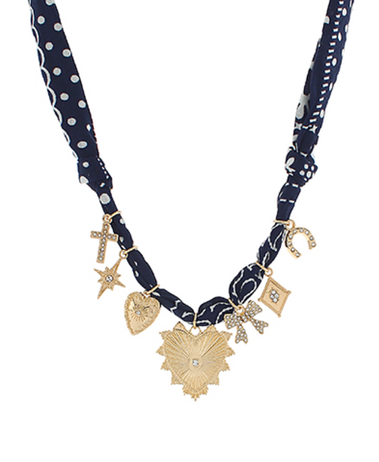 Heart Charm Scarf Necklace