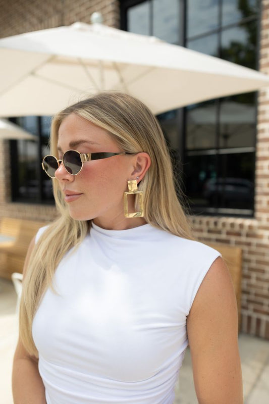 Gold Plated Rectangle Hoop Earrings