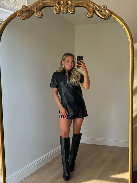 Kristen Faux Leather Dress