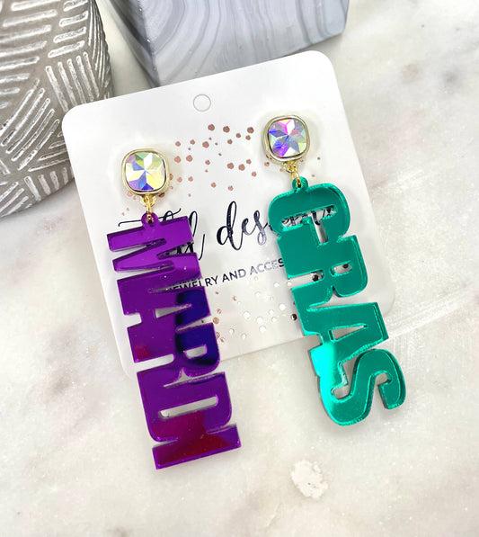 Iridescent Acrylic Mardi Gras Earrings
