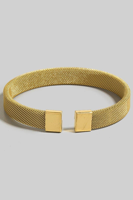 Stainless Steel Mesh Textured Cuff Bracelet