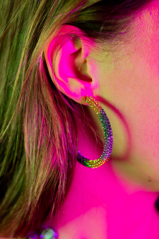 Mardi Party Glitter Hoops