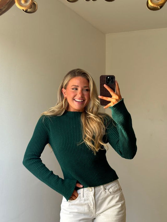 Taylor Mock Neck Ribbed Knit Top