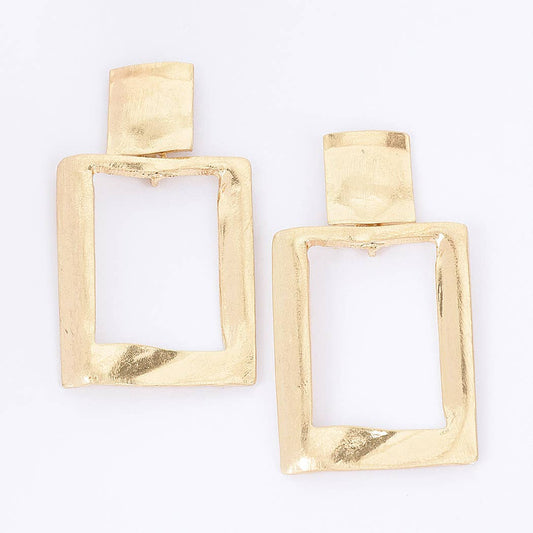 Gold Plated Rectangle Hoop Earrings
