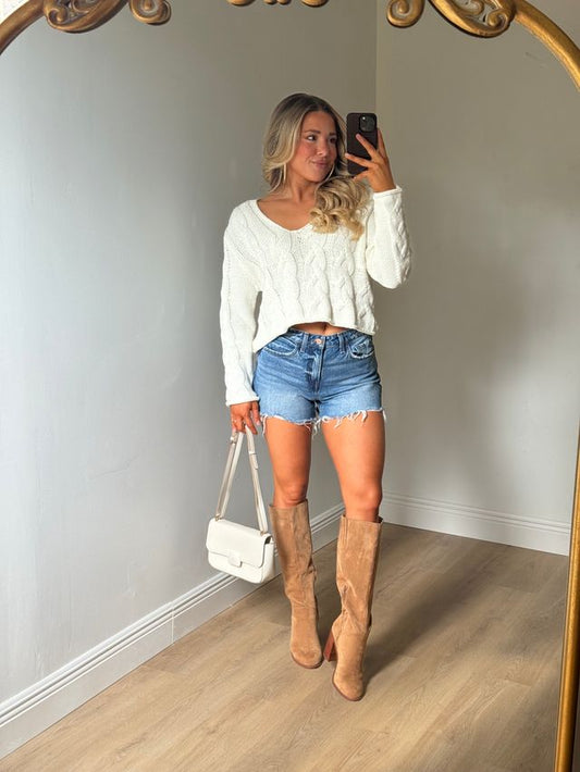 Claire Cable Knit Cropped Sweater