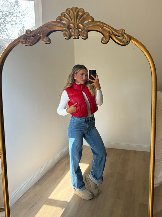 Frankie Faux Leather Puffer Vest