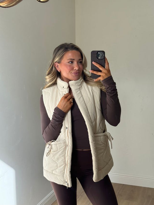 Quilted Ribbon Tie Puffer Vest