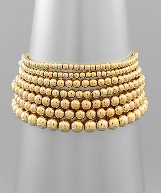 Gold Beaded Bracelet Stack